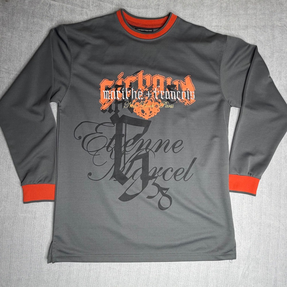 Marithe Francois Girbaud Etienne Marcel Grey Orange Graphic Jersey Shirt Mens XL